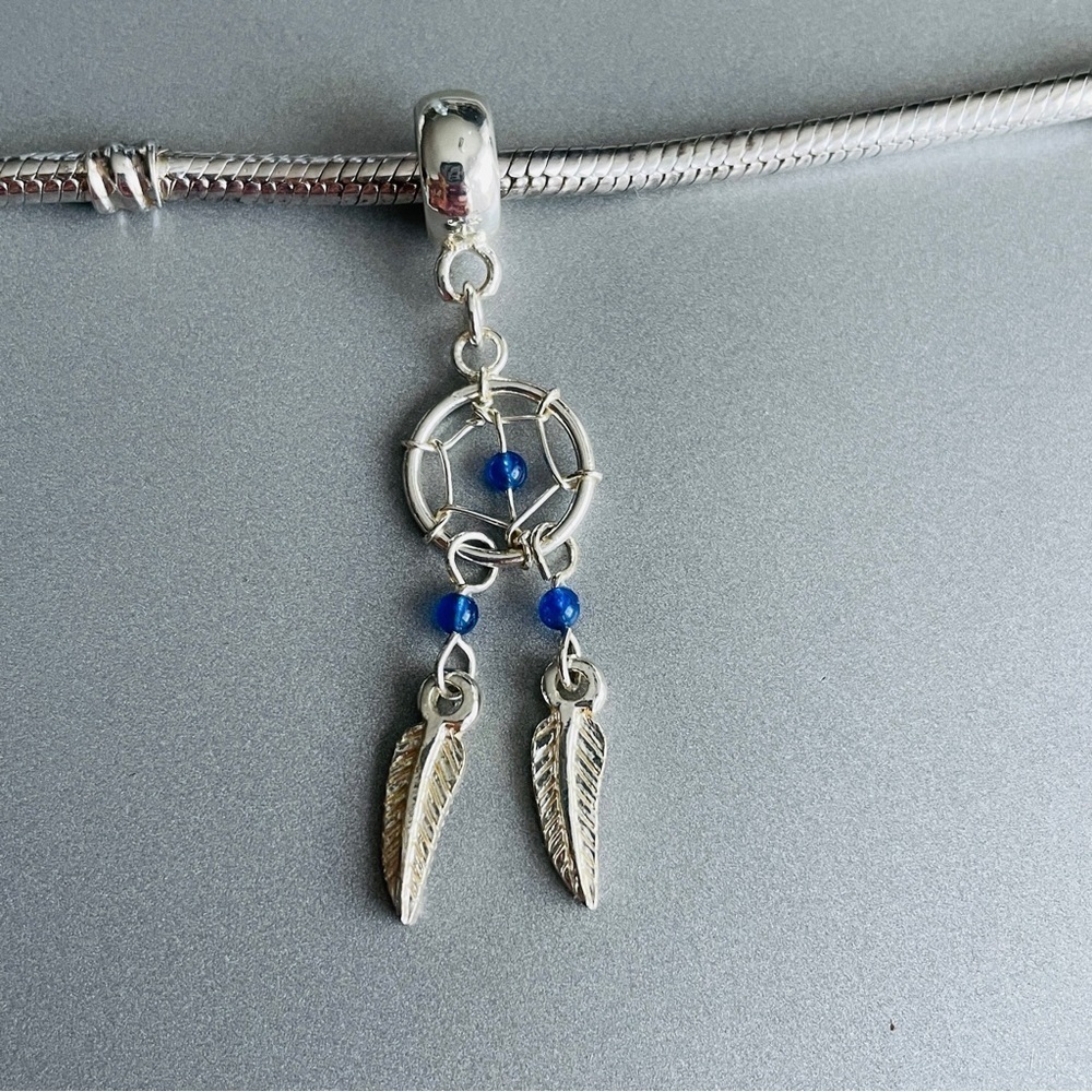 Dream Catcher Sterling Silver Dangle Feathers Charm Bead For Bracelet/ N…